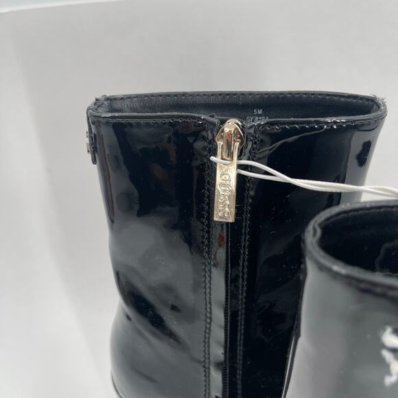Guess Byra Boots SZ 5 Zipper Block Heel NEW Platform Booties Black Patent NWOT - Picture 11 of 16